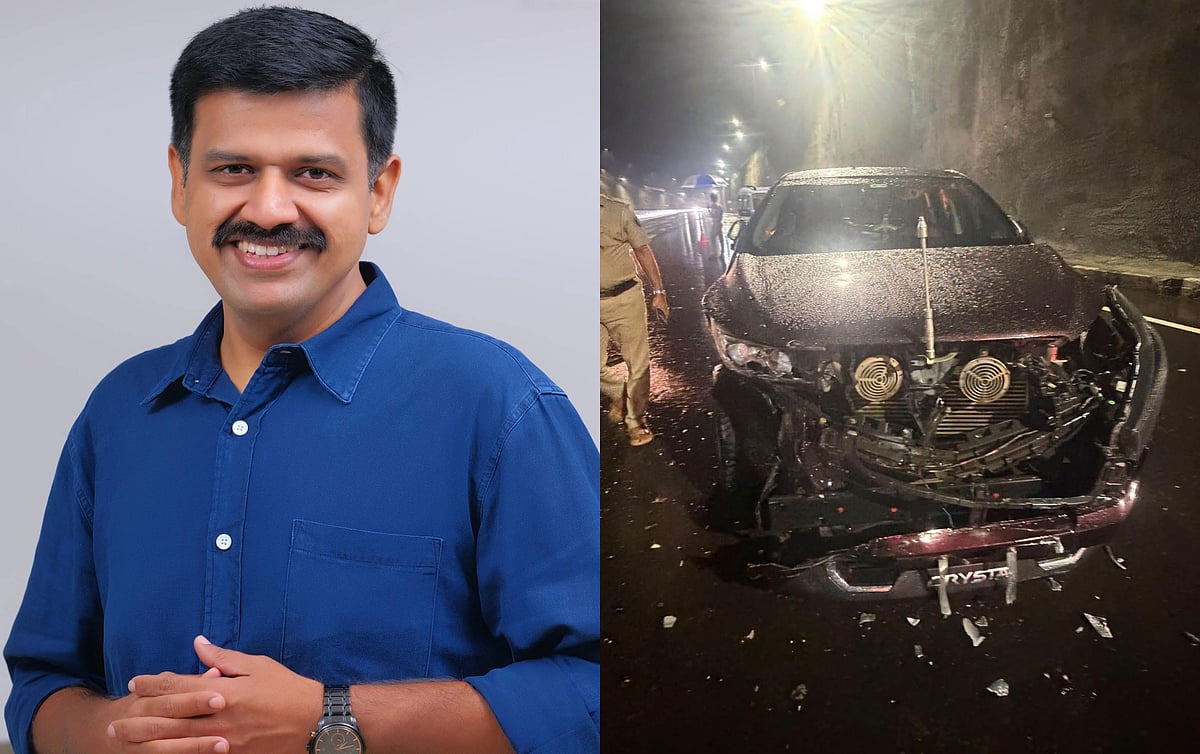 Congress MLA Sandeep Warrier escapes unhurt after car tyre burst causes ...