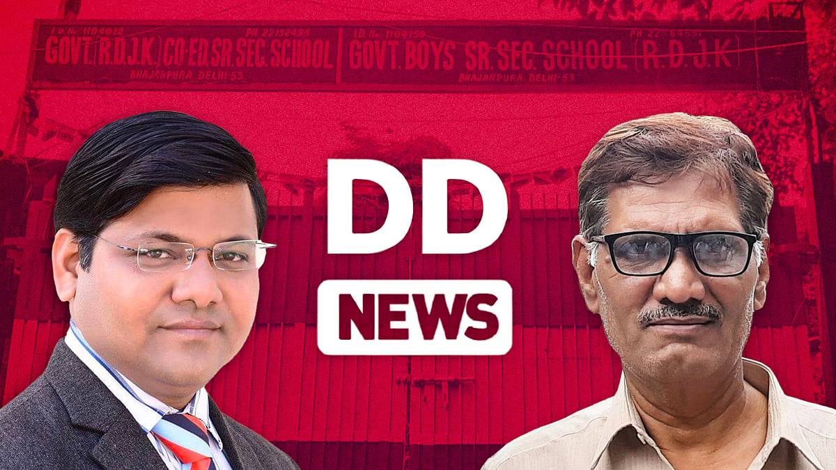 DD reporter Girish Nishan, left, and principal RK Sharma.