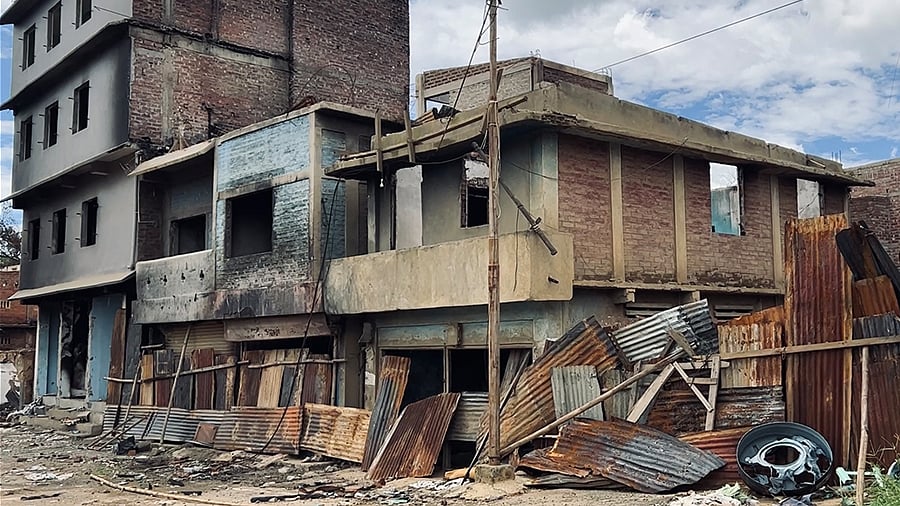 Some Kuki homes burnt in Sugnoo. The area was attacked on May 28, a day after homes in Meitei-dominated Serou were set on fire. 