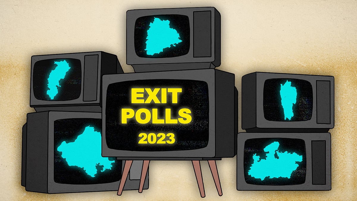 A stack of TV screens showing the five states.