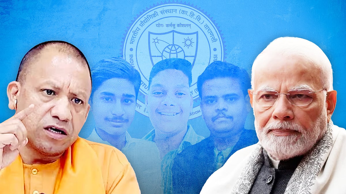 Pictures of UP CM Yogi Adityanath and Prime Minister Narendra Modi.