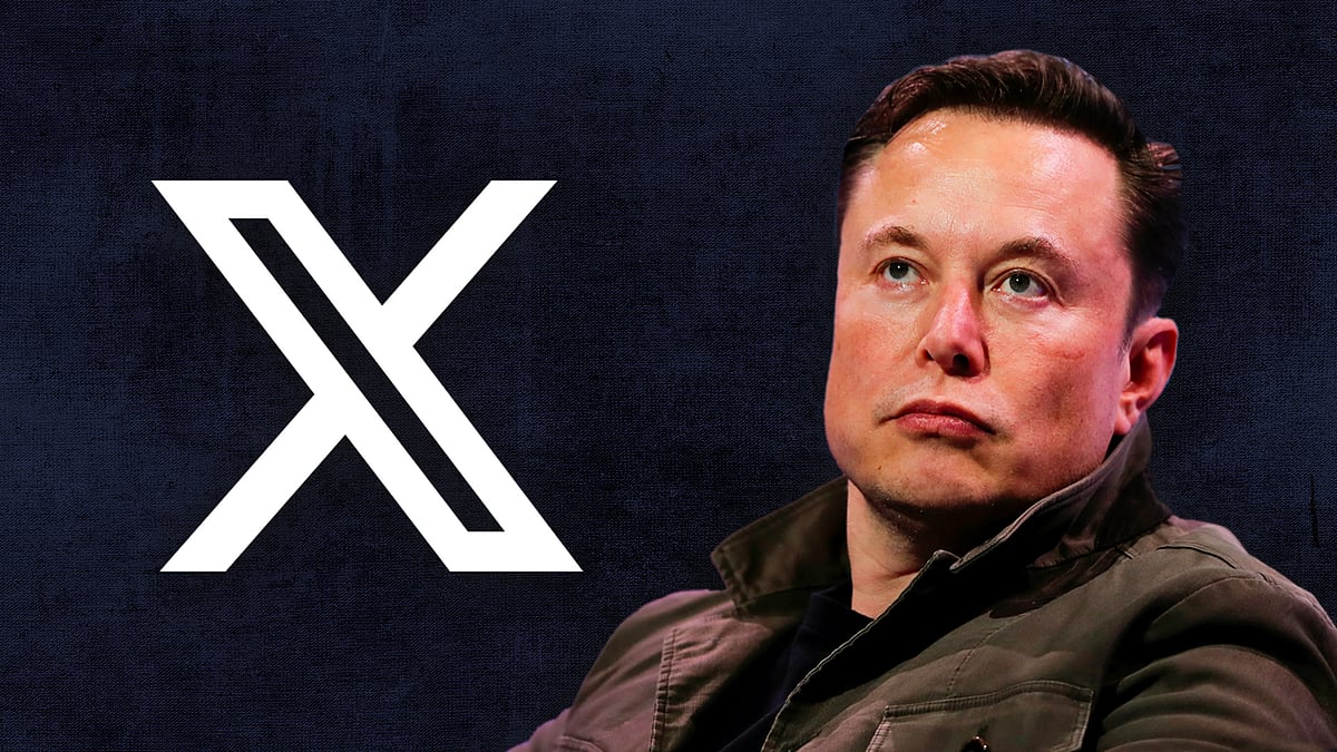 Logo of X alongside a picture of Elon Musk.