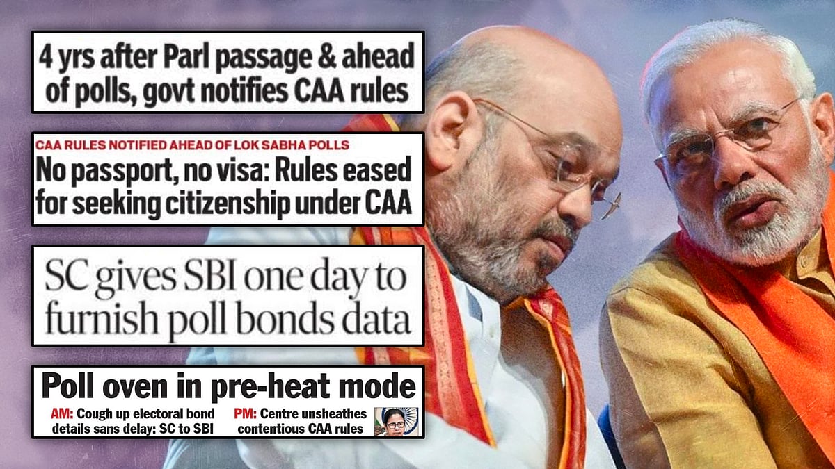 Front page headlines of newspapers.