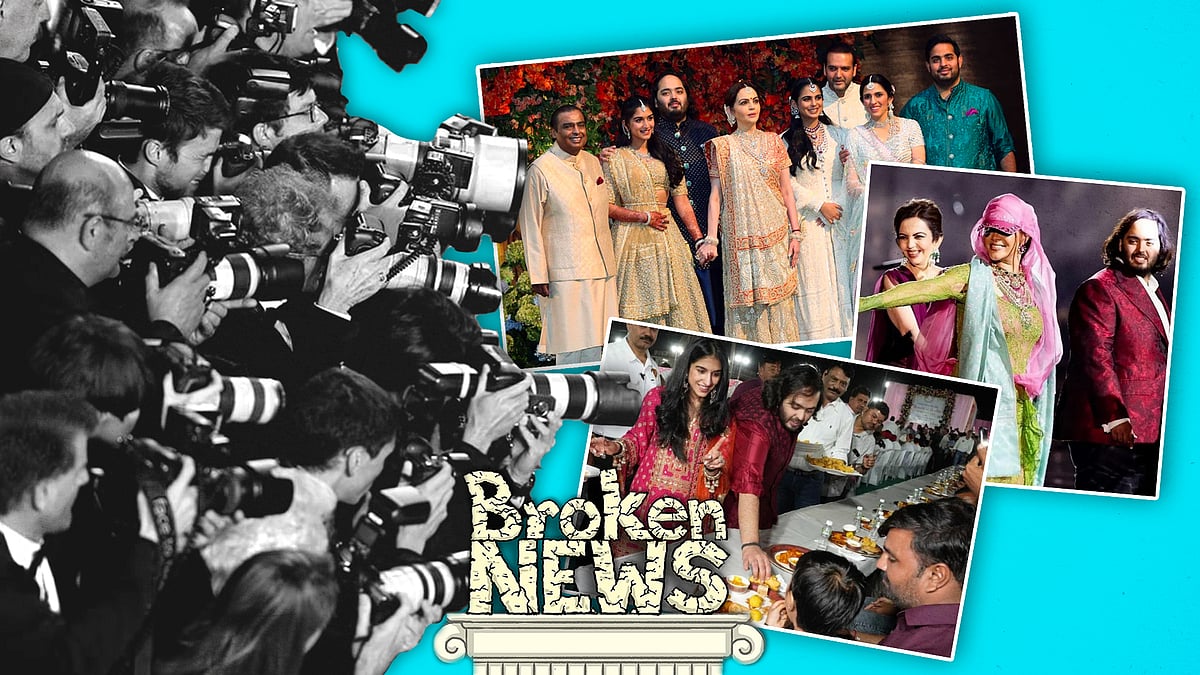 Photos from Anant Ambani’s wedding with a battalion of cameramen.