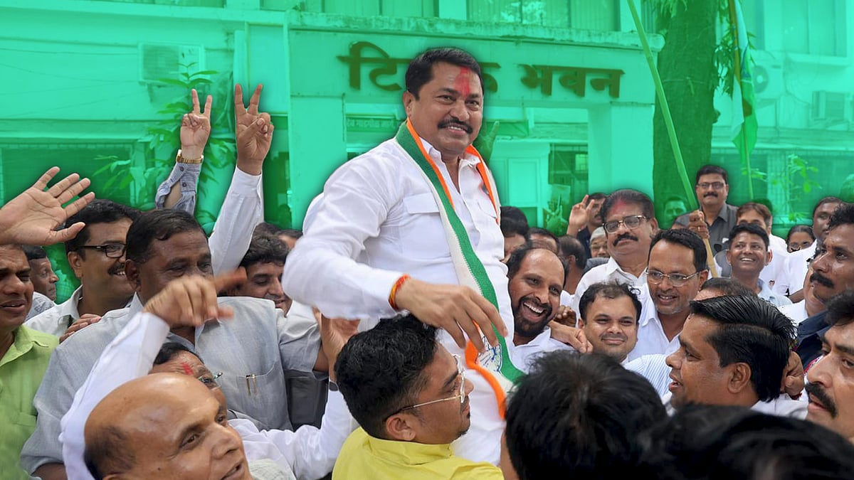 Celebrations at Congress office in Mumbai. 