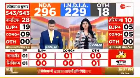 ज़ी न्यूज़ के उस शो का स्क्रीनशॉट जिसमें चैनल मालिकों पर आरोप लगाए गए. 