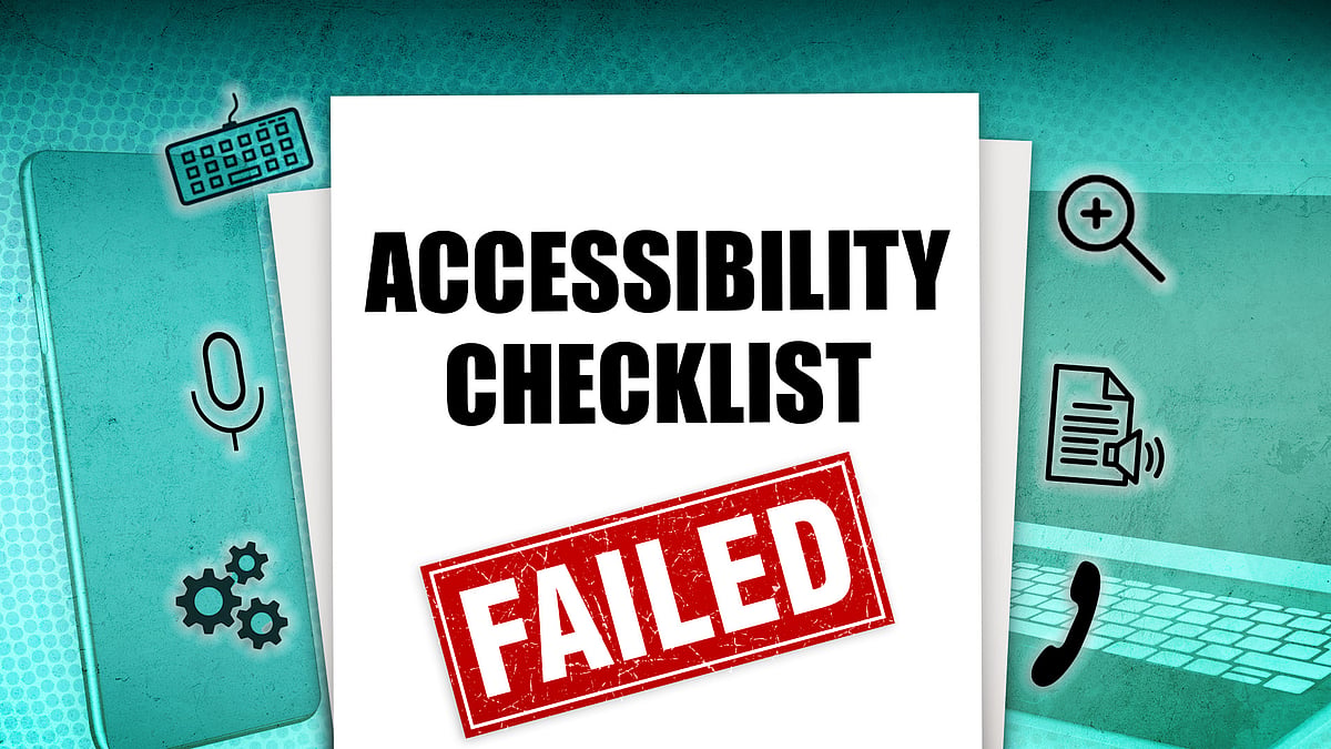 An illustration of a document saying "Accessibility checklist failed".