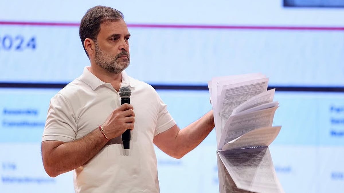 Rahul Gandhi at the press meet.