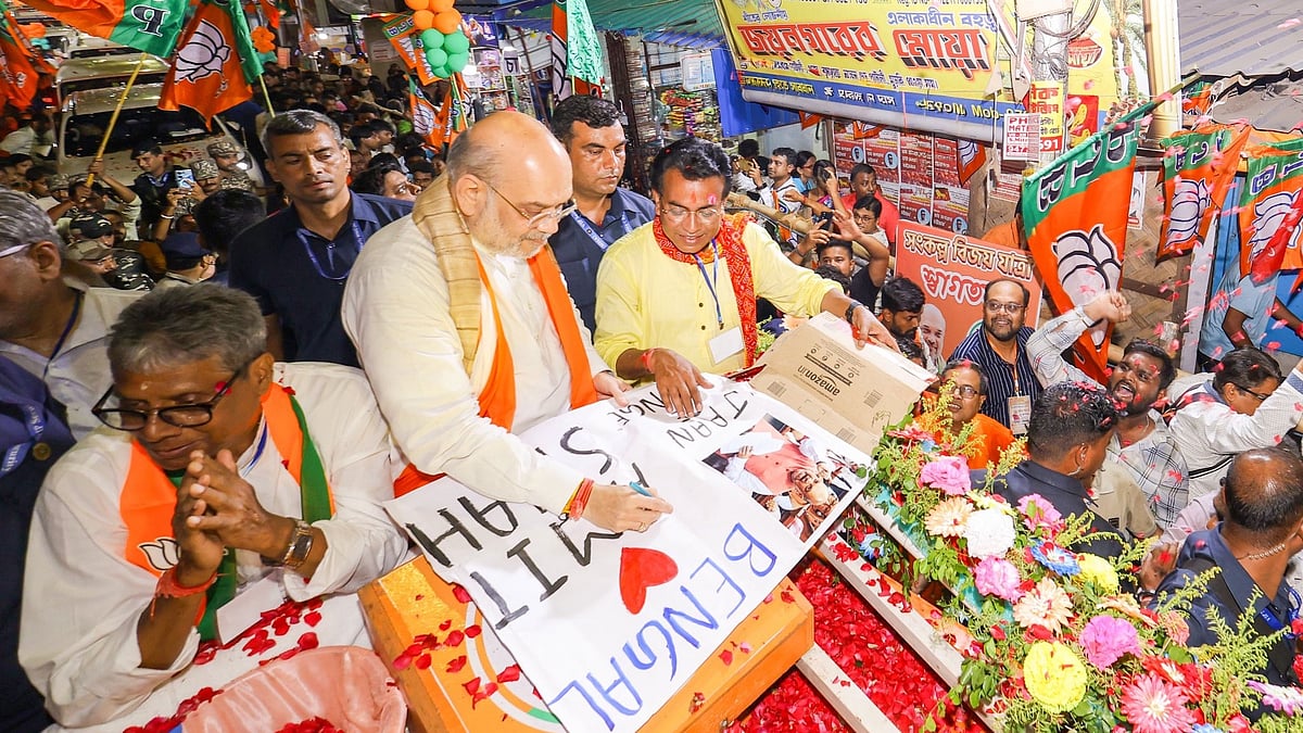 Shah at a campaign rally in Bengal.