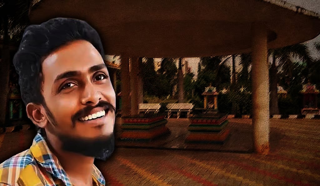 Gade Sai Krishna against the backdrop of the burial ground where he is alleged to have been buried