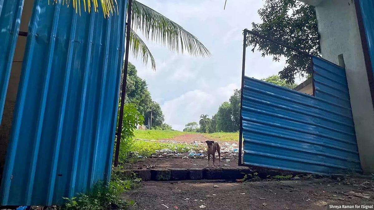 Construction underway on a plot with steep slope in North Goa’s Socorro village
