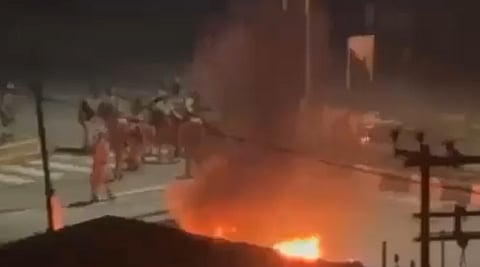 The Arambai Tengol protest in Imphal on Saturday night ശനിയാഴ്ച രാത്രി ഇംഫാലില്‍ നടന്ന ആരംഭായ് തെംഗോല്‍ പ്രതിഷേധം