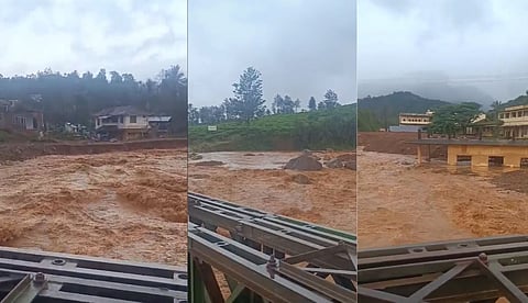 ബെയ്‍ലി പാലത്തിന് അടിയിലൂടെ വെള്ളം കുത്തിയൊലിക്കുന്ന ദൃശ്യം