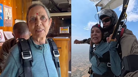 sradha chauhan sky diving, SKy diving, trending, Viral video, ശ്രദ്ധ ചൗഹാൻ, സ്കൈ ഡൈവിങ്, വൈറൽ വീഡിയോ