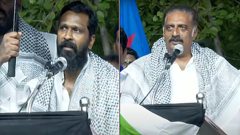 പ്രതിഷേധ റാലിയില്‍ സംസാരിക്കുന്ന വെട്രിമാരന്‍, പ്രകാശ് രാജ്
