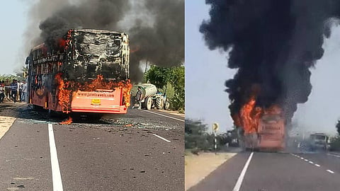രാജസ്ഥാനില്‍ ഓടുന്ന ബസിന് തീപിടിച്ചു; 19 യാത്രക്കാര്‍ വെന്തുമരിച്ചു 