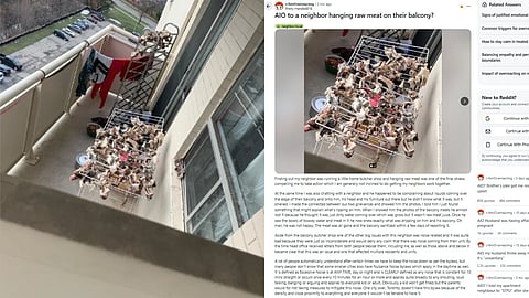 Hanging Raw Meat On Balcony