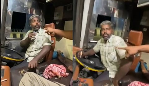 മദ്യലഹരിയില്‍ ബസ് ഓടിച്ച് ഡ്രൈവറുടെ അഭ്യാസം, ലക്കുകെട്ട് ക്ലീനറും; ചോദ്യം ചെയ്തപ്പോള്‍ വാഹനം ഇടിപ്പിച്ച് കൊല്ലുമെന്ന് ഭീഷണി| വീഡിയോ 