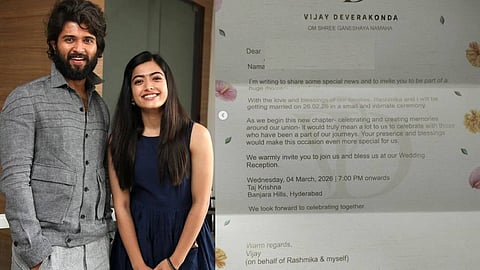 ആ കല്യാണമിങ്ങെത്തി! വിജയ് ദേവരക്കൊണ്ട- രശ്മിക മന്ദാന വിവാഹ ക്ഷണക്കത്ത് വൈറൽ