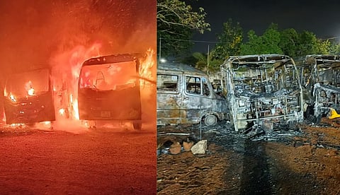 തിരുവനന്തപുരത്ത് സ്‌കൂളില്‍ വൻ തീപിടിത്തം; മൂന്ന് ബസുകള്‍ പൂര്‍ണമായും കത്തി നശിച്ചു; ആരോ മനഃപൂർവം ചെയ്തതെന്ന് അധികൃതര്‍ 