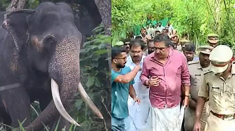 അതിരപ്പിള്ളിയിൽ വീണ്ടും കാട്ടാനയിറങ്ങി; ഇത്തവണ പെട്ടത് വനം മന്ത്രിയുടെ വാഹനം, അടിയന്തര നടപടി ഉറപ്പ് നൽകി ഷിബു ബേബി ജോൺ