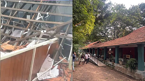 ആദ്യദിനം തന്നെ അപകടം: കിഴക്കേകോട്ടയിൽ സ്കൂൾ കെട്ടിടം തകർന്നുവീണു