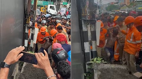 യുവാവിനെ പുറത്തെടുക്കുന്നതിൻ്റെ ദൃശ്യങ്ങൾ
