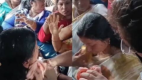 പ്രിയദർശിനി യാത്രയ്ക്കിടെ 'കൈയബദ്ധം'; മന്ത്രി ബിന്ദു കൃഷ്ണയുടെ തലയിൽ ചൂട് പായസം വീണു 