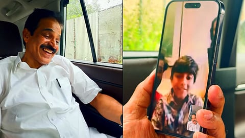 ആദിശേഷനുമായി വീഡിയോ കോളിൽ സംസാരിക്കുന്ന കെ.സി. വേണുഗോപാൽ