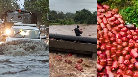 ഉത്തരേന്ത്യയിൽ ദുരിത പെയ്ത്ത്, രണ്ട് സംസ്ഥാനങ്ങളിൽ റെഡ് അലേർട്ട്; റായ്ഗഡിലെ  പ്രളയത്തിൽ മൂവായിരത്തോളം എൽപിജി സിലിണ്ടറുകൾ ഒലിച്ചുപോയി