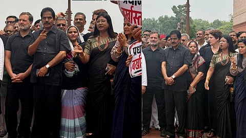 Opposition protests wearing black