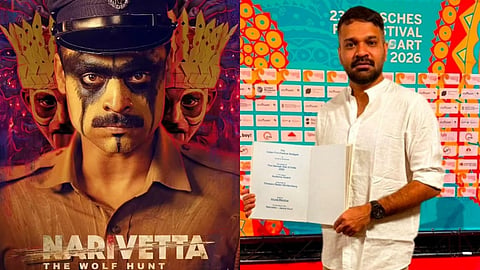 'നരിവേട്ട' പോസ്റ്റർ, സംവിധായകൻ അനുരാജ് മനോഹർ