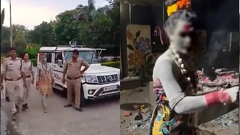 കത്തുന്ന ചിതയിൽ മൃതദേഹ ഭാഗങ്ങൾ  ഭക്ഷിച്ചു; ലേഡി അഘോരിയെ  പൊലീസ് പിടികൂടി