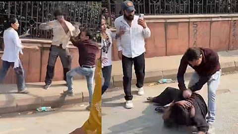 BJP and RSS workers brutally beat up people, including a girl, on the road