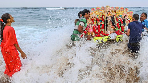 Mumbai Police bans the circulation of images and videos of Durga idols partially submerged in water