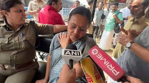 The claim that Veena George was thrown aside during the violence is a false statement