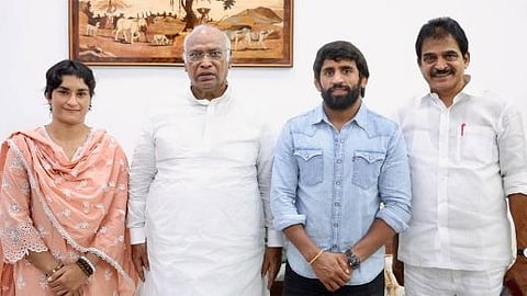 ഹരിയാന തെരഞ്ഞെടുപ്പില്‍ വിനേഷ് ഫോഗട്ട് ജുലാനയില്‍ നിന്നും മത്സരിക്കും; ബജ്‌രംഗ് പുനിയ അഖിലേന്ത്യ കിസാൻ കോൺഗ്രസ് വർ‌ക്കിങ് ചെയർമാന്‍