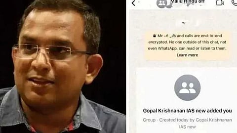 മല്ലു ഹിന്ദു ഐഎഎസ് വാട്‌സ് ഗ്രൂപ്പ് വിവാദം; ഗോപാലകൃഷ്ണന് വീണ്ടും കുരുക്ക്; ഹാക്കിങ് നടന്നിട്ടില്ലെന്ന് ഫോറൻസിക് റിപ്പോർട്ട്