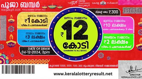 പൂജാ ബംപര്‍: ഒന്നാം സമ്മാനം കൊല്ലത്ത്; ടിക്കറ്റ് നമ്പര്‍ JC 325526
