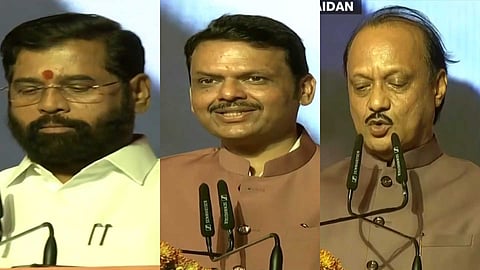 മഹാരാഷ്ട്രയെ ഇനി ഫഡ്നാവിസ് നയിക്കും; ഉപമുഖ്യമന്ത്രിമാരായ ഷിന്‍ഡെയ്ക്കും പവാറിനുമൊപ്പം സത്യപ്രതിജ്ഞ ചെയ്തു
