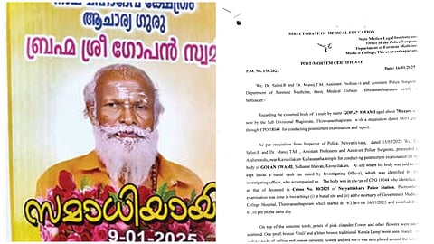 നെയ്യാറ്റിൻകര ഗോപന്റെ മരണം: ദേഹത്തെ ചതവുകൾ മരണകാരണമല്ല; പോസ്റ്റ്‌മോർട്ടം റിപ്പോർട്ടിന്‍റെ പകർപ്പ് പുറത്ത്