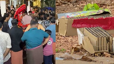 പടക്കം പൊട്ടിയത് ബപ്പിരിയന്‍ തെയ്യം പുറപ്പെടാനൊരുങ്ങുന്നതിനിടെ; കാവില്‍ പടക്കം പൊട്ടിക്കുന്ന പതിവില്ലെന്ന് മീന്‍കുന്നില്‍ ക്ഷേത്ര ഭാരവാഹികള്‍