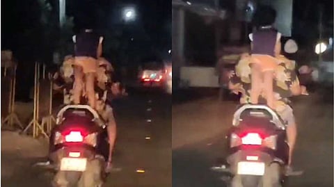 മൂന്ന് വയസുള്ള കുഞ്ഞിനെ സ്‌കൂട്ടറിന് പിന്നില്‍ നിര്‍ത്തി യാത്ര ചെയ്തു, അച്ഛനെതിരെ കേസ്; ലൈസന്‍സ് റദ്ദാക്കുമെന്ന് ആര്‍ടിഒ