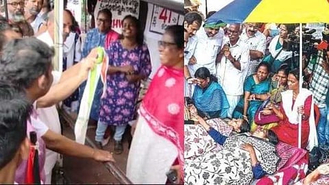 ആശമാരുടെ സമരപ്പന്തൽ സന്ദർശിച്ചു;  INTUC നേതാക്കളെ തള്ളി സംസ്ഥാന നേതൃത്വം