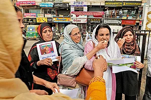 Photo: PTI : Justice Delivered: Muslim women celebrate in Ahmedabad after the Supreme Court’s recent order in the Bilkis Bano case