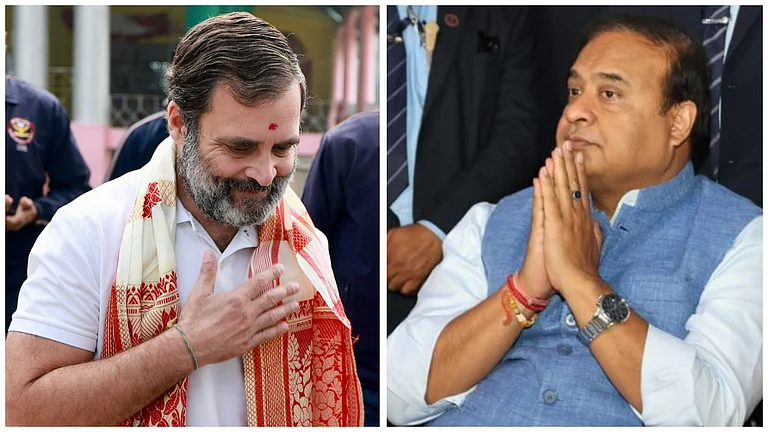 L: Congress leader Rahul Gandhi | R: Assam CM Himanta Biswa Sarma | - Photos via: PTI and X/@himantabiswa
