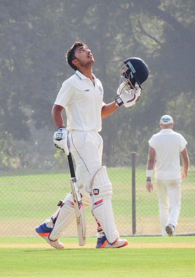 X/ BCCI Domestic : Hyderabad's Tanmay Agarwal after creating a world record for the fastest triple century in First-Class cricket playing against Arunachal Pradesh on January 26, 2024