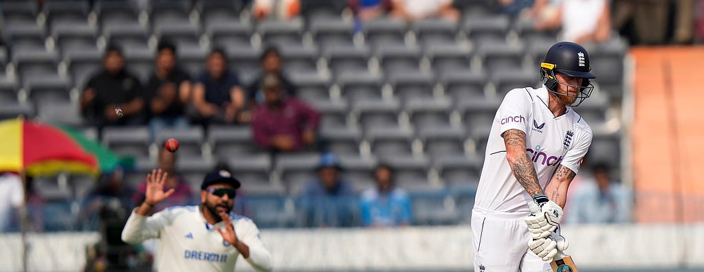 AP Photo : Ben Stokes is bowled by Jasprit Bumrah during the first day's play of India vs England 1st Test cricket match in Hyderabad, India on January 25, 2024.