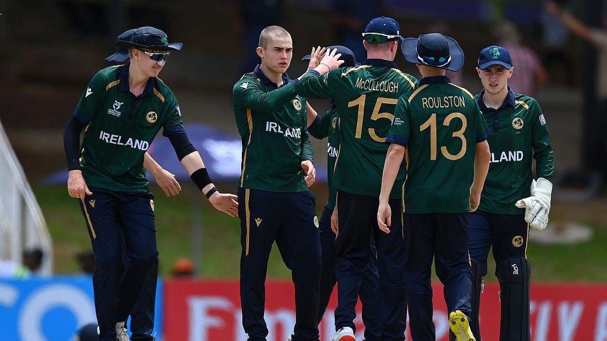 ICC 2023 : Ireland U-19 team players during a match in ICC U-19 World Cup 2024