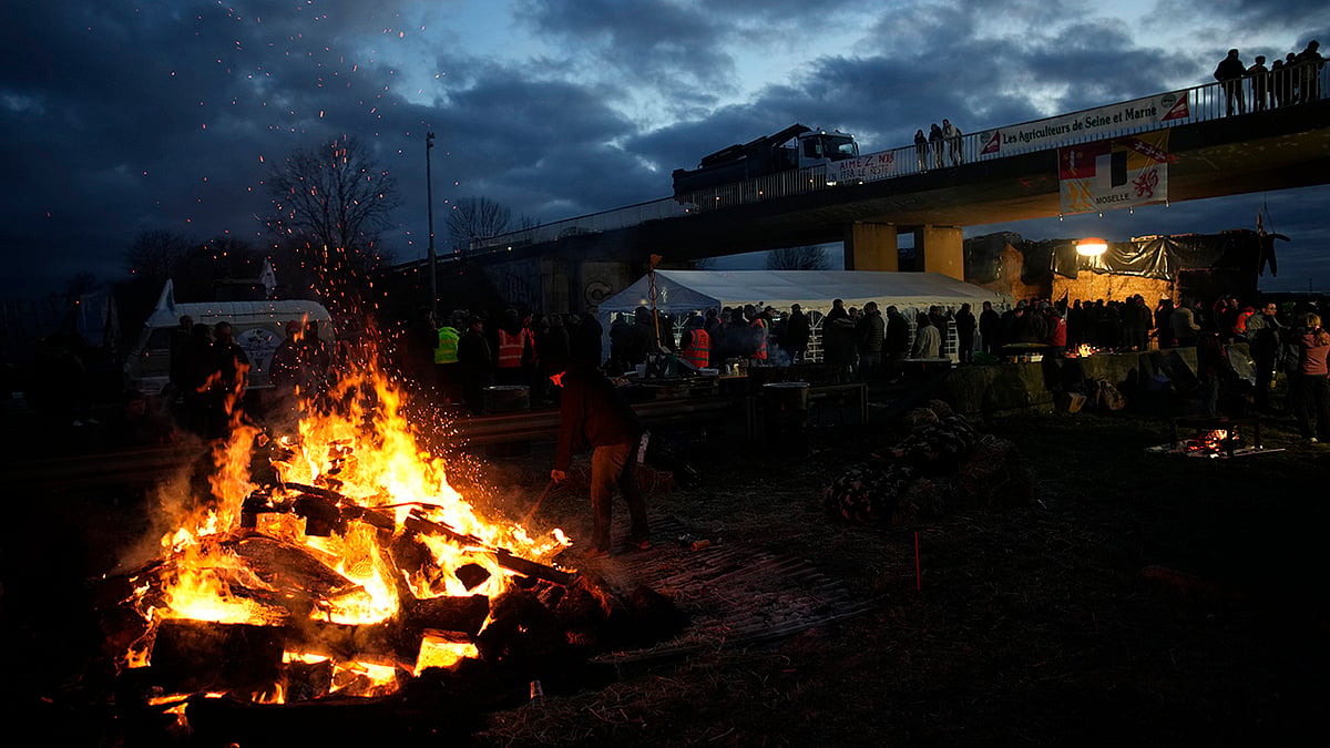 Photo: PTI/Christophe Ena : Fresh protests rocked parts of trouble-torn Sandeshkhali